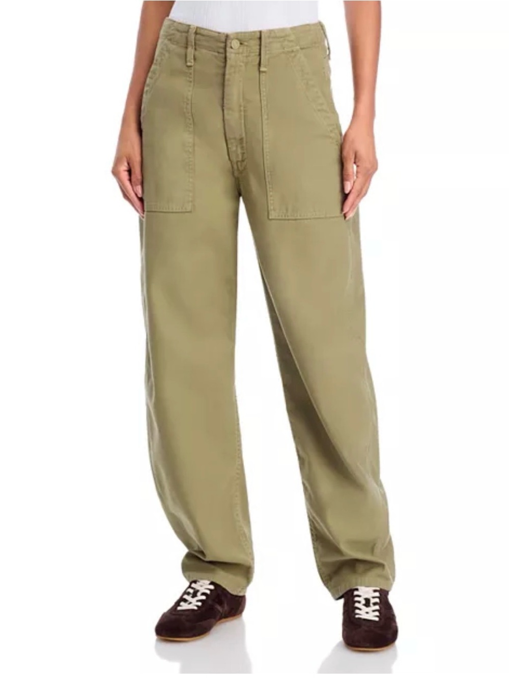 MOTHER The Fangirl Fatigue Flood Jeans in Sir Yes Sir Dried Herb
